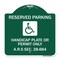 Signmission Reserved Parking Handicap Plate or Permit Only A.R.S Sec. 28-884 Handicapped Symbol, GW-1818-23068 A-DES-GW-1818-23068 - alternate 1